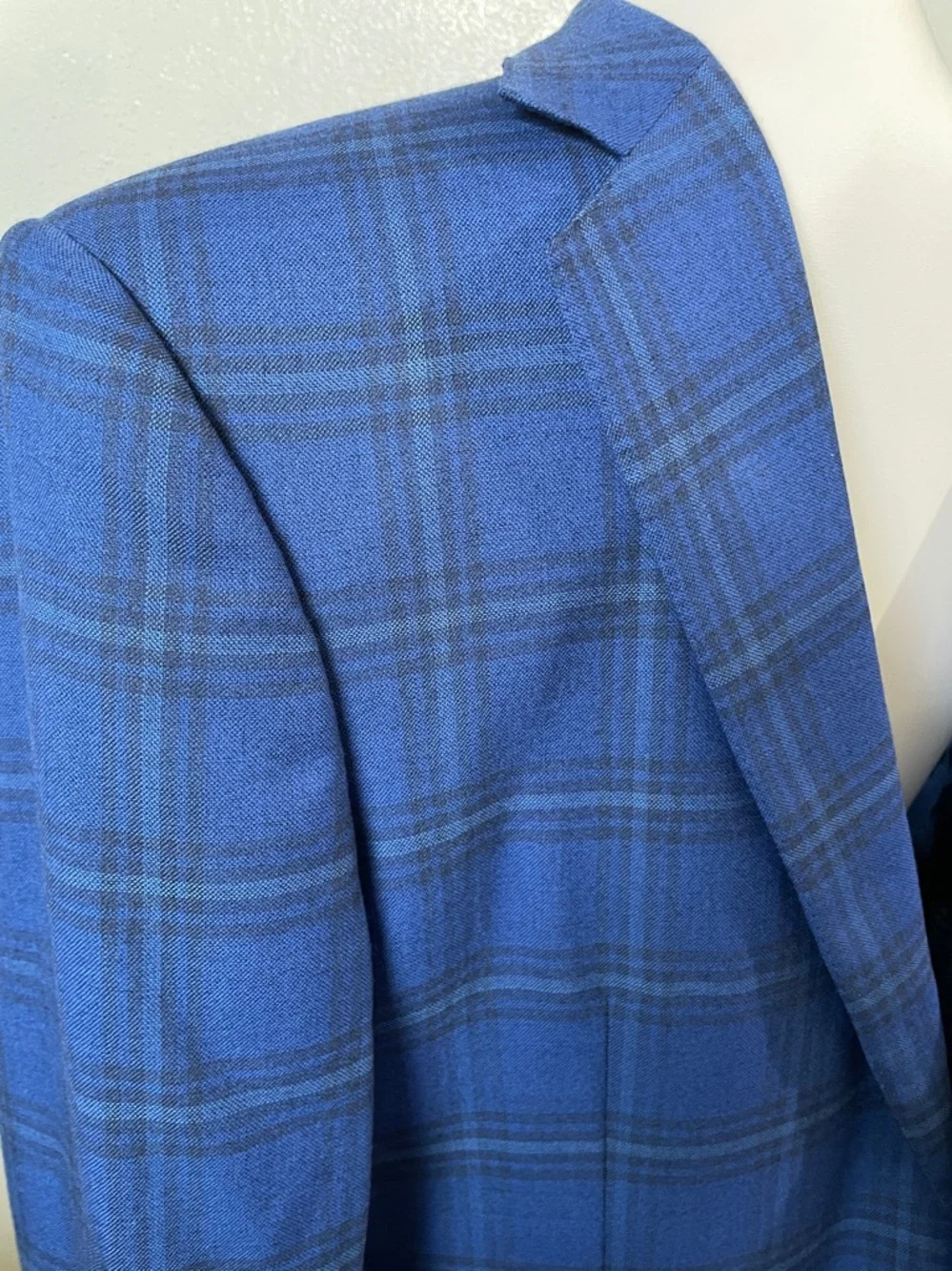 Ermenegildo Zegna Wool Sport Coat Blue Windowpane US 42L/IT 52L Blazer Office